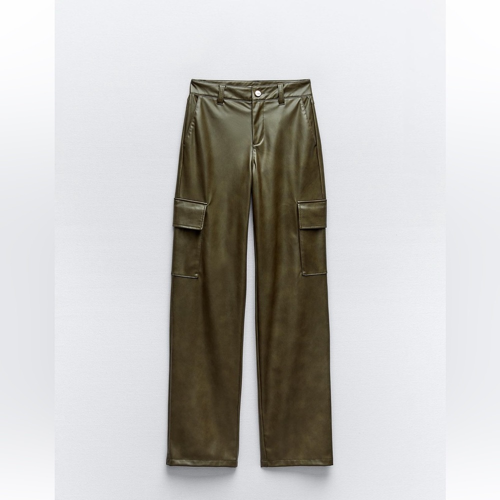 Zara Faux Leather Cargo Pants